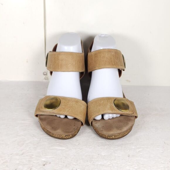 Taos Women’s Carousel 2 EU41 US 10-10,5 Tan Leather Wedge Strappy Sandal Shoes - Picture 3 of 16